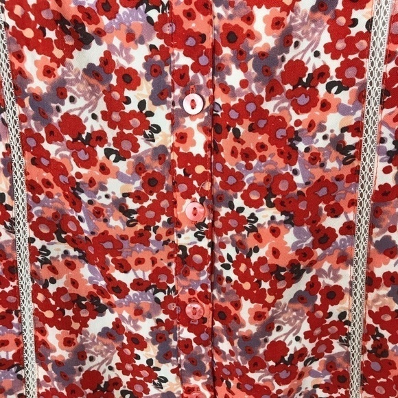 LC LAUREN CONRAD Red Floral Ruffle Button DRESS - Picture 4 of 8